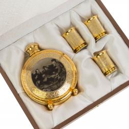 Набор фляжка с тремя стопками "Охотники" Златоуст