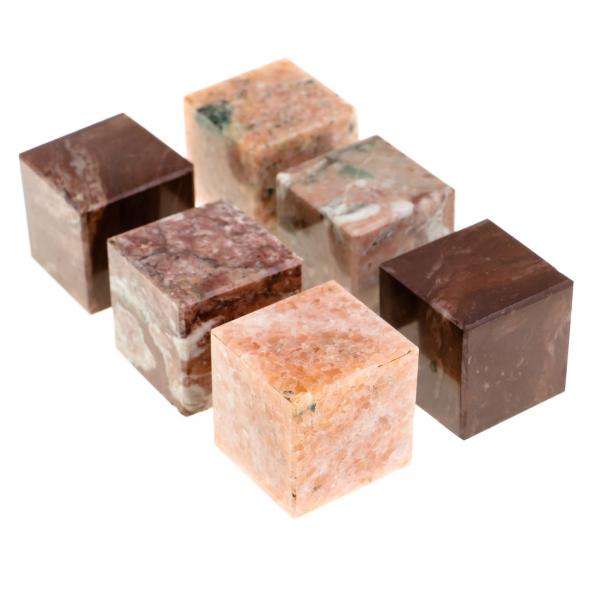 Камни для виски 6 кубиков микс лемезит, креноид, розовый мрамор 123465