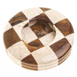Пепельница &amp;quot;Шахматная&amp;quot; камень оникс, ракушечник 15,5х15,5х3,5 см (6)