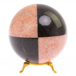 Шар 10 см из розового мрамора и черного змеевика