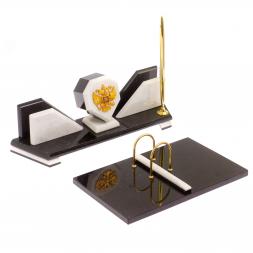 Настольный набор &quot;Эталон&quot; с гербом РФ мрамор