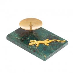 Подсвечник с ящерицей из змеевика 7,5х7,5х5 см