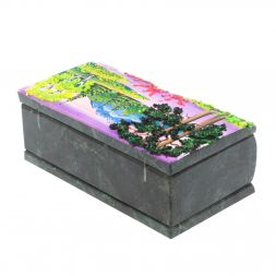 Шкатулка &amp;quot;Купюра. Летний пейзаж&amp;quot; из змеевика