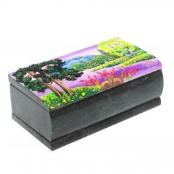 Шкатулка &amp;quot;Купюра. Летний пейзаж&amp;quot; из змеевика
