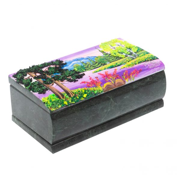 Шкатулка &amp;quot;Купюра. Летний пейзаж&amp;quot; из змеевика 127925