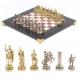 Шахматный набор &amp;quot;Римляне&amp;quot; доска 28х28 см мрамор и лемезит фигуры цвет золото-серебро 119368