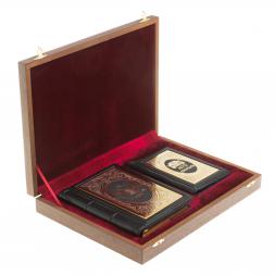 Подарочный набор &amp;quot;Автомобилист&amp;quot; обложка для автодокументов и ежедневник из черной кожи