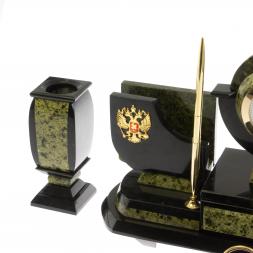 Письменный набор &amp;quot;Престиж&amp;quot; с символикой России камень змеевик