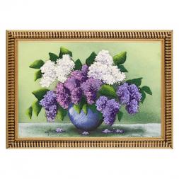 Картина с рисунком из камня &amp;quot;Натюрморт сирень&amp;quot; багет 24х34 см