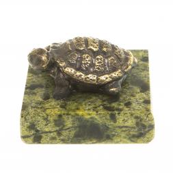 Статуэтка из бронзы &amp;quot;Черепаха №3&amp;quot; на подставке из змеевика
