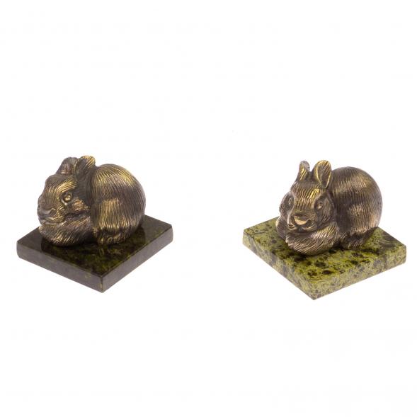 Статуэтка из бронзы на подставке из змеевика &amp;quot;Кролик&amp;quot; 116172