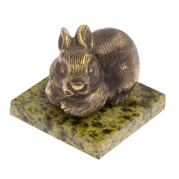 Статуэтка из бронзы на подставке из змеевика &amp;quot;Кролик&amp;quot; 116172