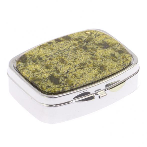 Таблетница на 2 отделения камень змеевик цвет серебро 125541