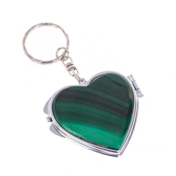 Складное зеркало брелок из малахита Сердце 126672