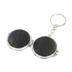 Складное зеркало брелок из соколиного глаза круглое