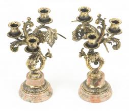 Канделябры из бронзы и камня креноид &amp;quot;Колибри&amp;quot;