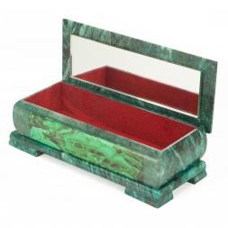 Шкатулка с иллюстрацией под малахит кд2 23х9х7,5 см
