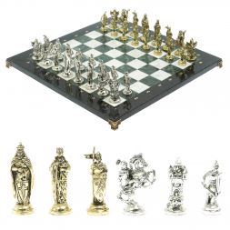 Шахматы &amp;quot;Рыцари крестоносцы&amp;quot; доска 44х44 см из мрамора и змеевика