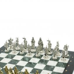 Шахматы &amp;quot;Рыцари крестоносцы&amp;quot; доска 44х44 см из мрамора и змеевика