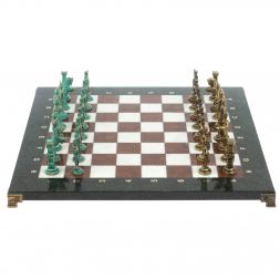 Шахматы "Отечественная война 1812 г. " фигуры бронза / патина 40х40 см мрамор лемезит