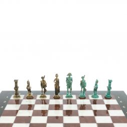 Шахматы "Отечественная война 1812 г. " фигуры бронза / патина 40х40 см мрамор лемезит