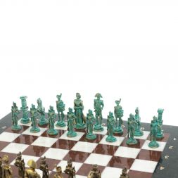 Шахматы "Отечественная война 1812 г. " фигуры бронза / патина 40х40 см мрамор лемезит