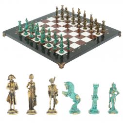 Шахматы "Отечественная война 1812 г. " фигуры бронза / патина 40х40 см мрамор лемезит