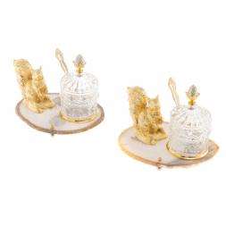 Медовница &amp;quot;Золотая белка&amp;quot; камень агат бронза Златоуст