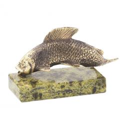 Статуэтка из бронзы на подставке из змеевика &amp;quot;Рыбка&amp;quot;