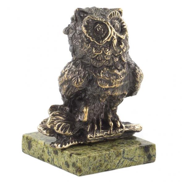 Сувенир &amp;quot;Филин на ветке&amp;quot; змеевик бронза 120290