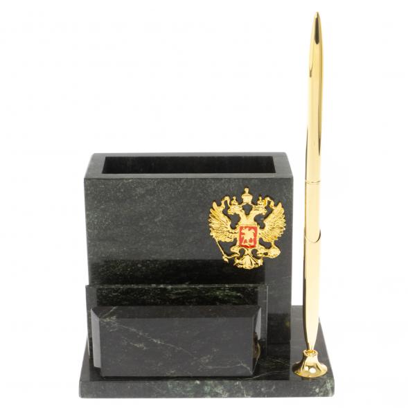 Карандашница с визитницей из змеевка 129770