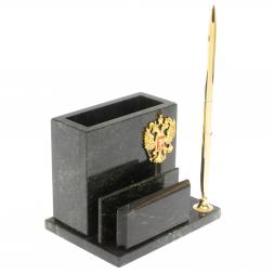 Карандашница с визитницей из змеевка