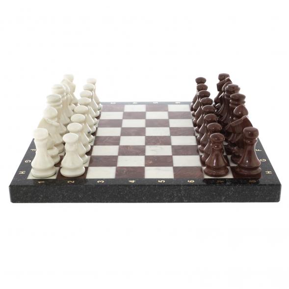 Каменные шахматы &amp;quot;Традиционные&amp;quot; доска 39х39 см мрамор лемезит 122330