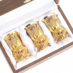 Стопки перевертыши &amp;quot;Тигр&amp;quot; 3 шт 60 мл бронза Златоуст