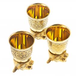 Стопки перевертыши &amp;quot;Тигр&amp;quot; 3 шт 60 мл бронза Златоуст