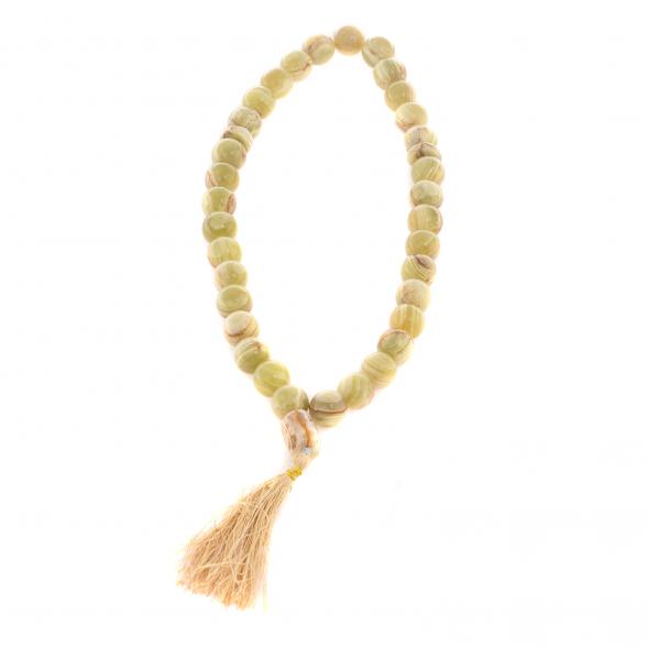 Четки с кисточкой из зеленого оникса 35 бусин круглые 124639