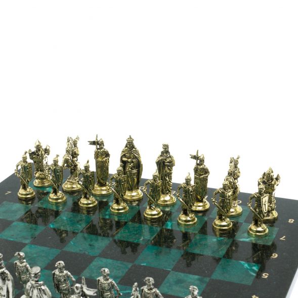 Шахматы &amp;quot;Рыцари крестоносцы&amp;quot; доска 44х44 см из змеевика 128238