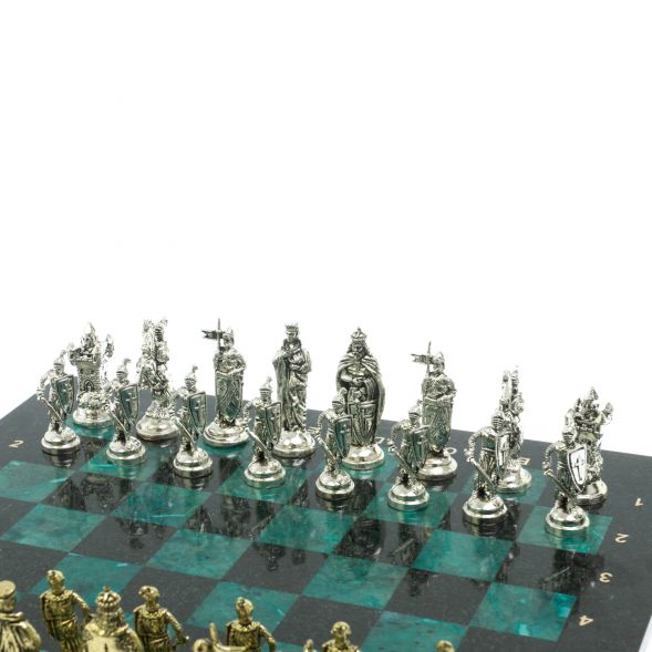 Шахматы &amp;quot;Рыцари крестоносцы&amp;quot; доска 44х44 см из змеевика 128238