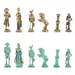 Шахматы "Отечественная война 1812 г. " фигуры бронза / патина 40х40 см серый мрамор