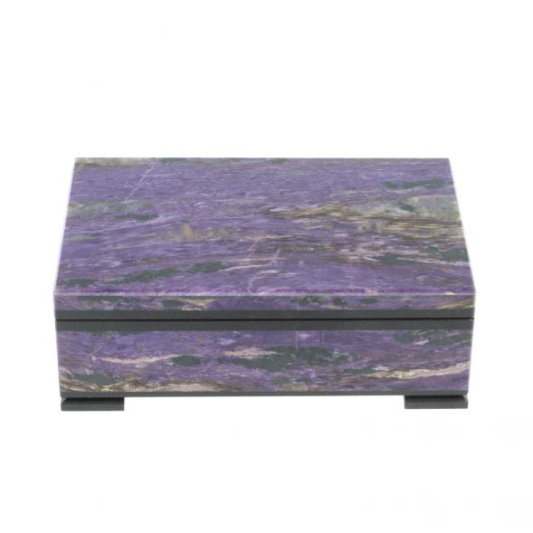 Шкатулка из камня чароит 12х8х4 см 128473