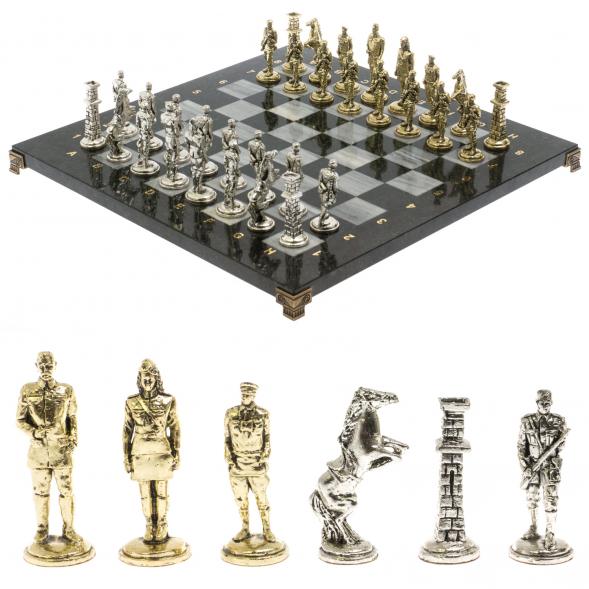 Шахматы &amp;quot;Великая Отечественная война&amp;quot; из серого мрамора доска 40х40 см 129839