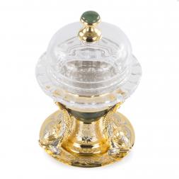 Икорница "Три рыбки" нефрит  Златоуст