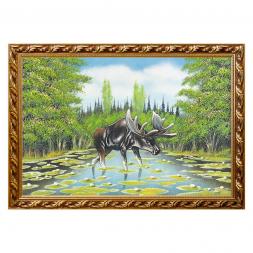 Картина &amp;quot;Лось&amp;quot; багет 46х66 см, каменная крошка