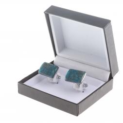 Запонки голубой апатит прямоугольные