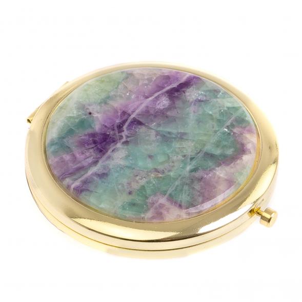 Зеркало круглое камень флюорит цвет золото 125074