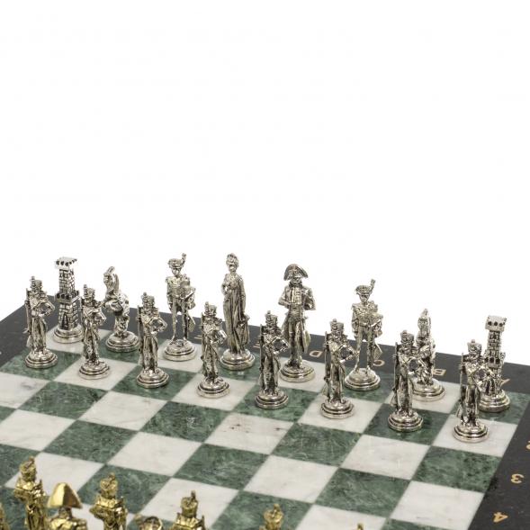 Шахматы &amp;quot;Отечественная война 1812 г.&amp;quot; доска 40х40 см мрамор шабровский змеевик 126824