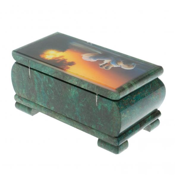 Шкатулка &amp;quot;Лебеди&amp;quot; из змеевика 16х8х7,5 см 128845