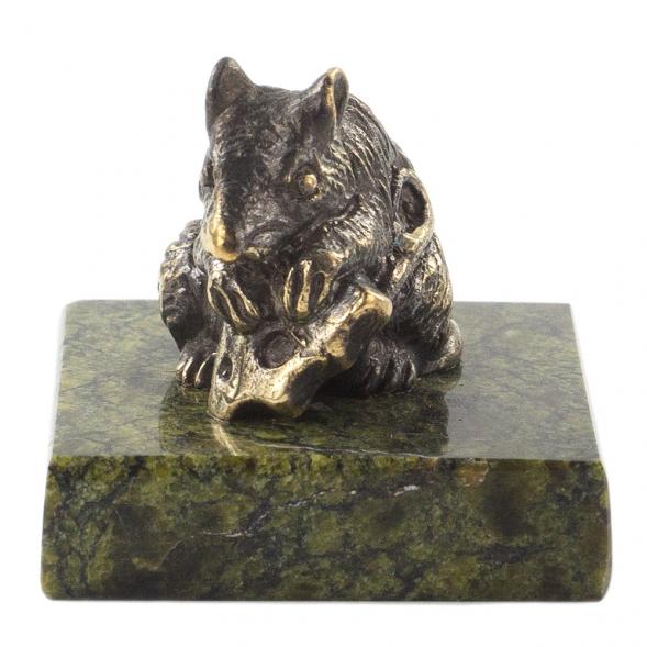 Сувенир &amp;quot;Крыса с сыром&amp;quot; из бронзы и змеевика 120292