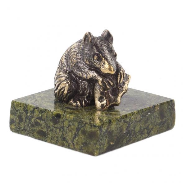 Сувенир &amp;quot;Крыса с сыром&amp;quot; из бронзы и змеевика 120292