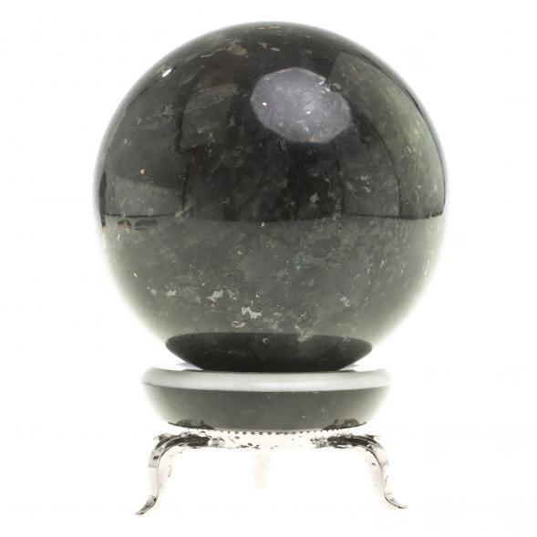 Шар камень лабрадорит 8 см на подставке 124091